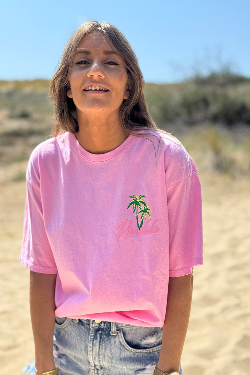Pink Honolulu Screen Print Tee