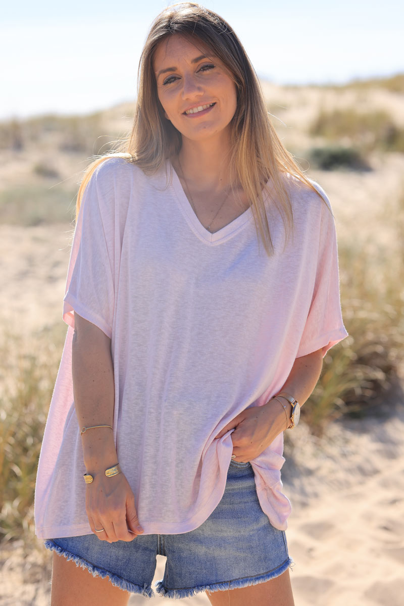 Soft pink relaxed fit batwing super soft t-shirt