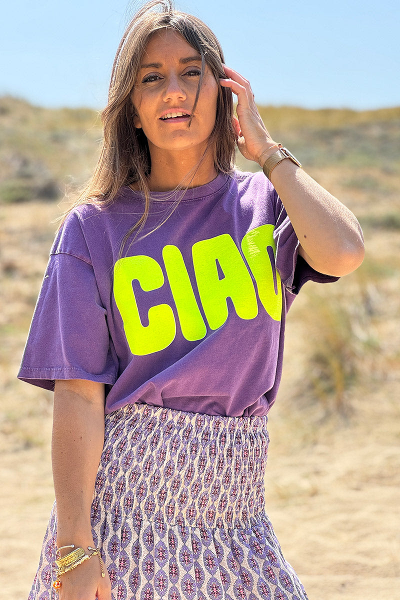Purple “CIAO” Italian Tee