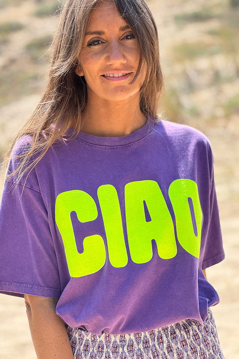 Purple “CIAO” Italian Tee