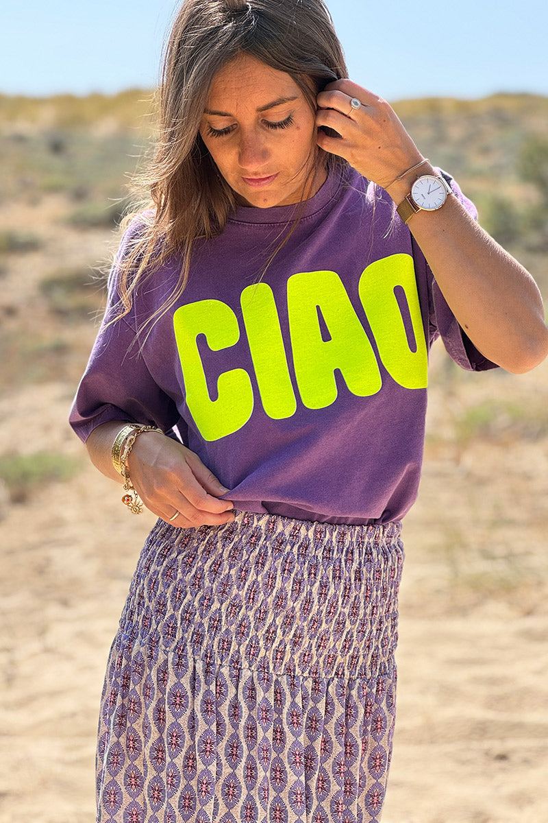 Purple “CIAO” Italian Tee