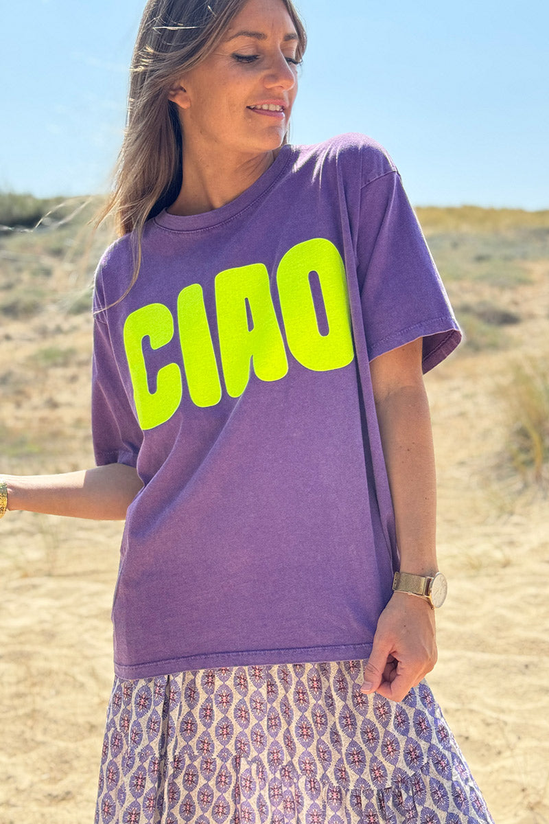 Purple “CIAO” Italian Tee