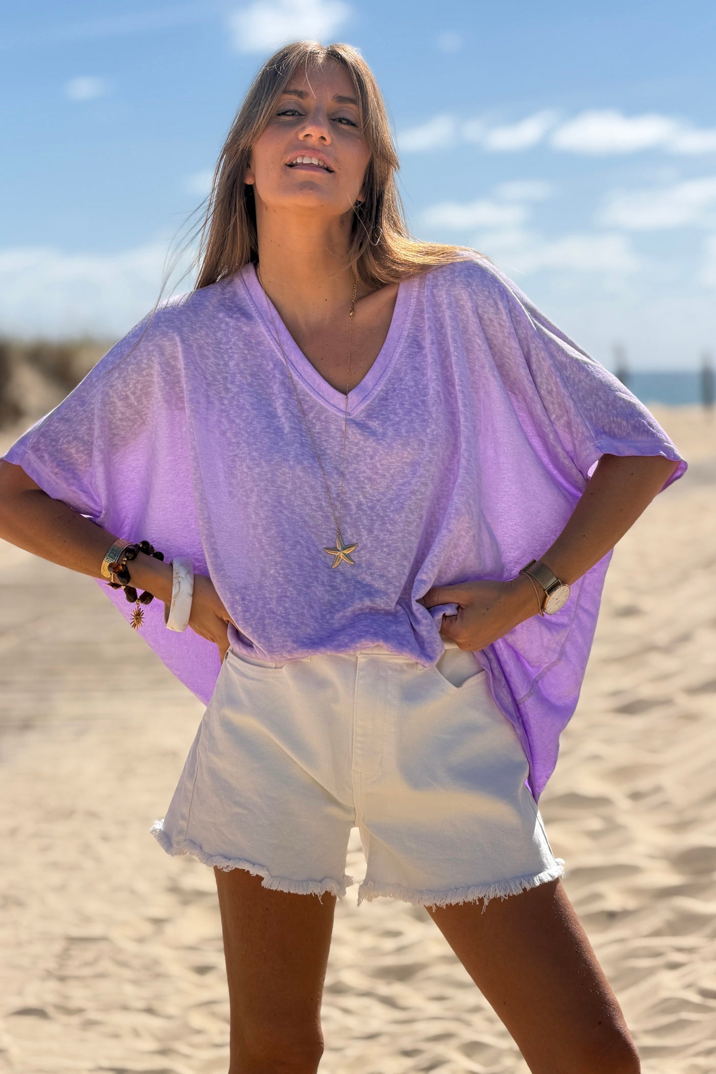 Lilac Relaxed Fit Batwing Super Soft T-Shirt