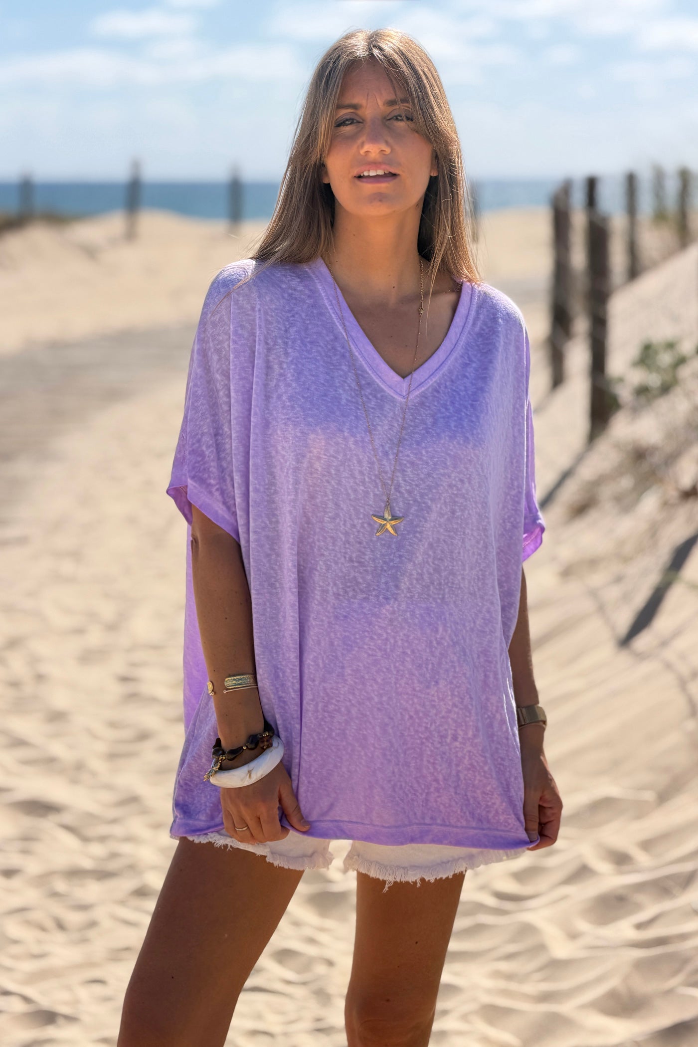Lilac Relaxed Fit Batwing Super Soft T-Shirt