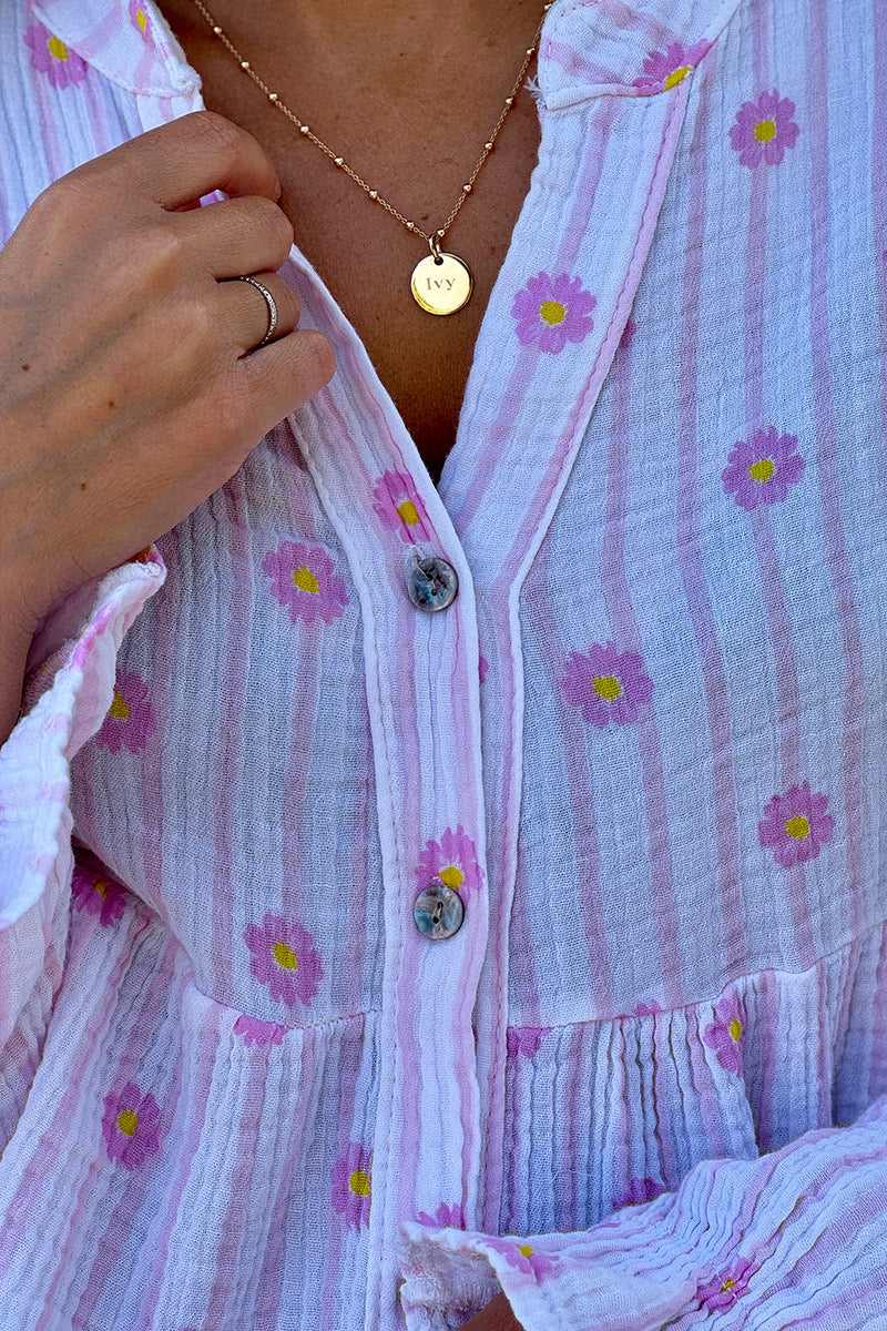Pink Daisy Stripe Blouse