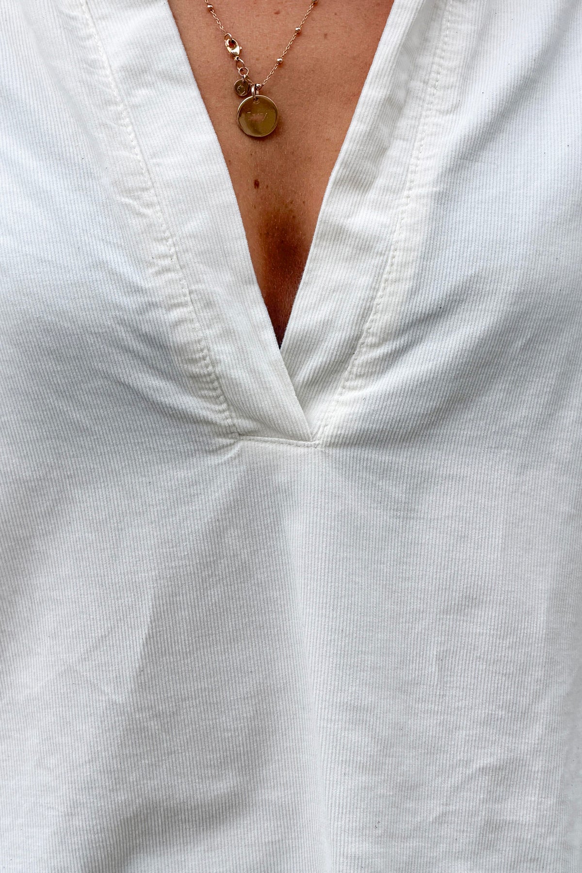 Beige Corduroy Peasant Blouse