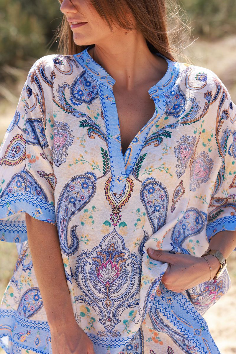 Blue Boho Paisley Tunic