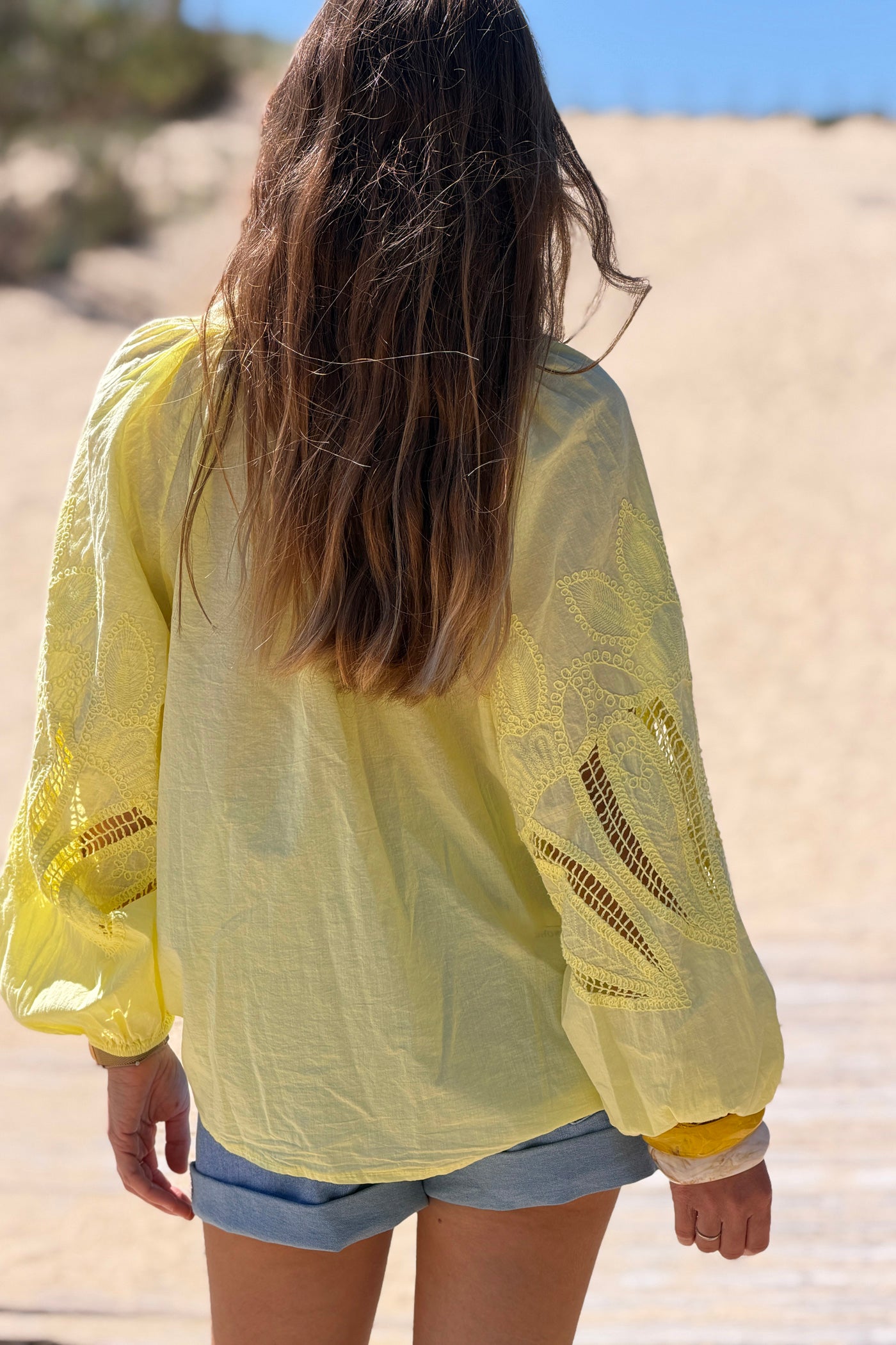 Yellow Lotus Sleeve Poplin Blouse