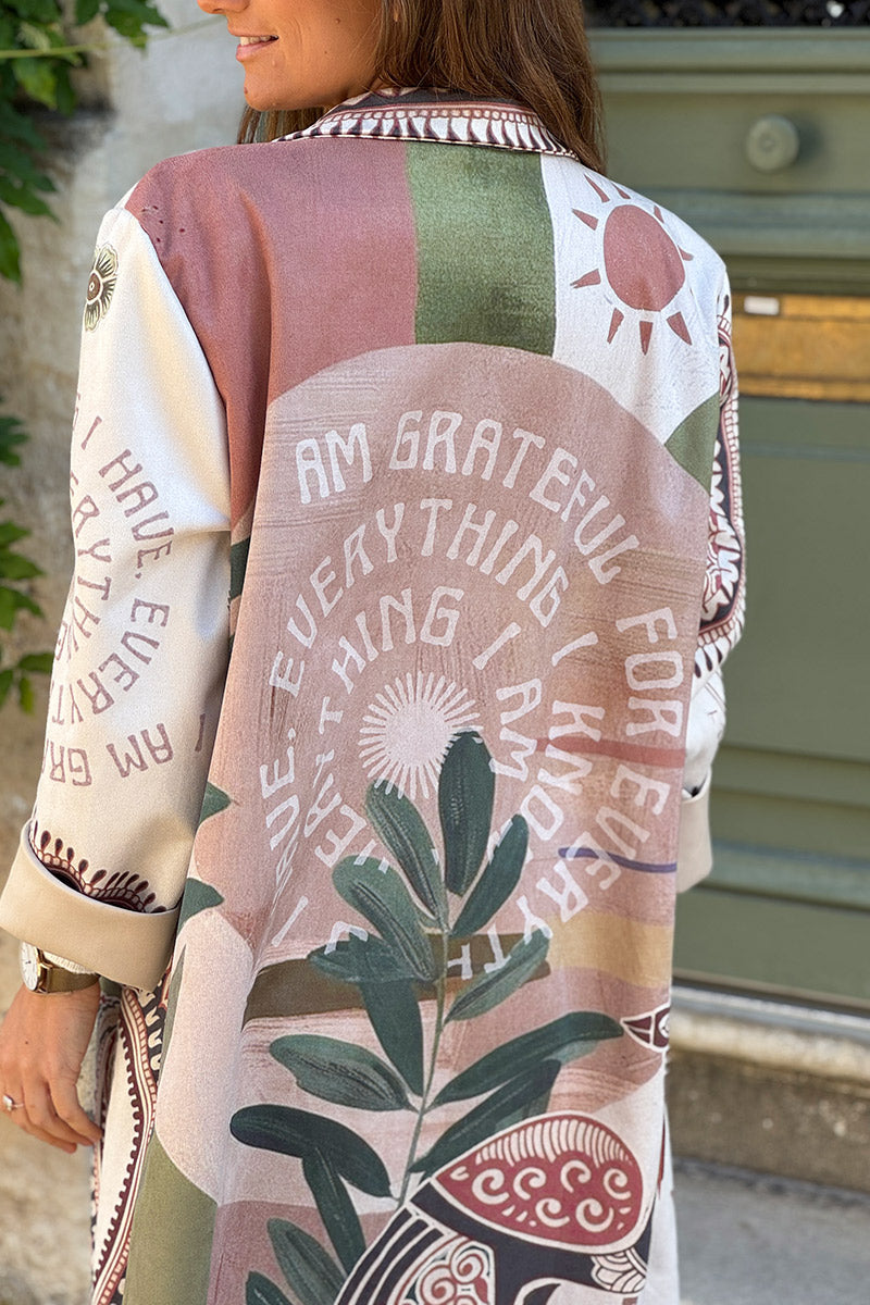 Cream Tropical Meditations Knit Duster