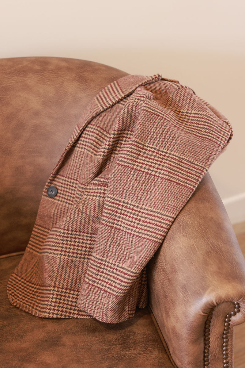 Brown Herringbone Plaid Classic Coat