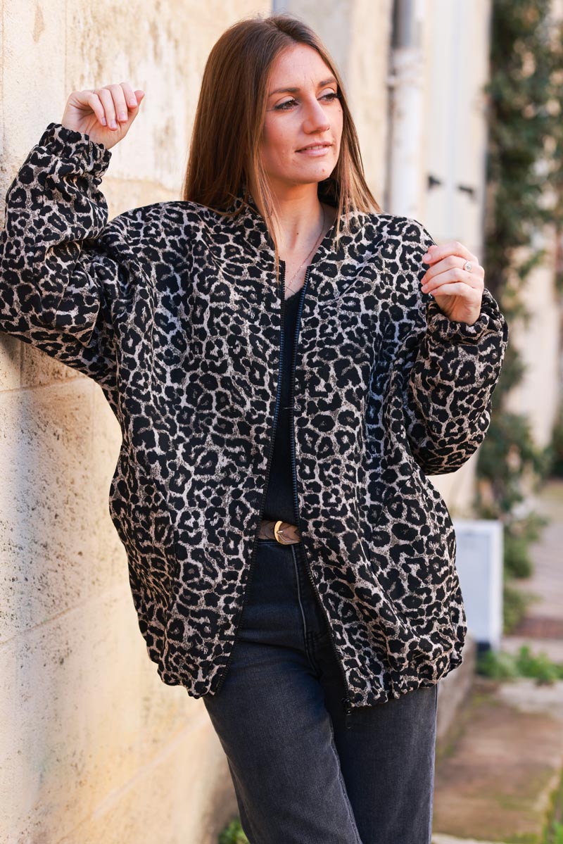 Leopard Print Windbreaker Jacket