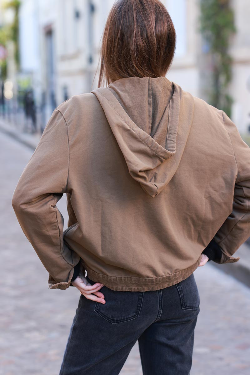 Brown Corduroy Hooded Jean Jacket