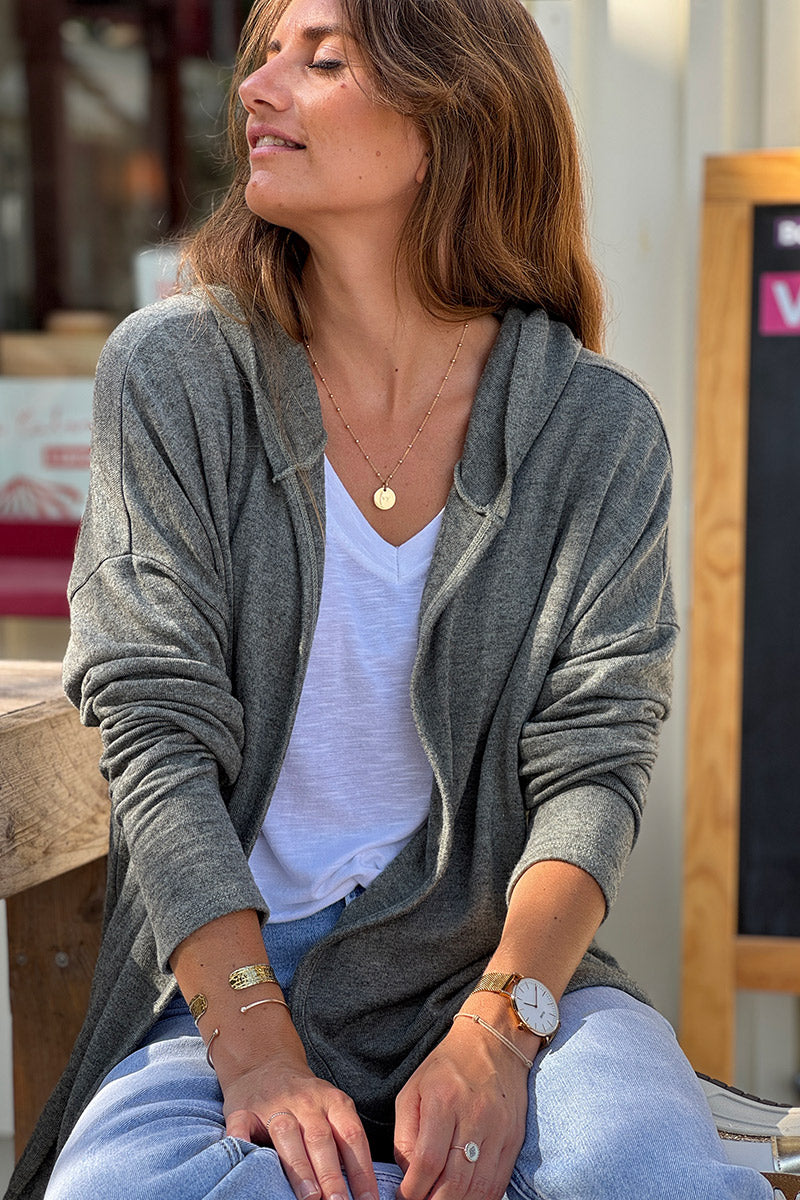 Olive Knit Hooded Cardigan
