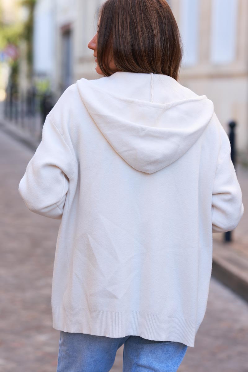 Cream Classic Knit Hoodie
