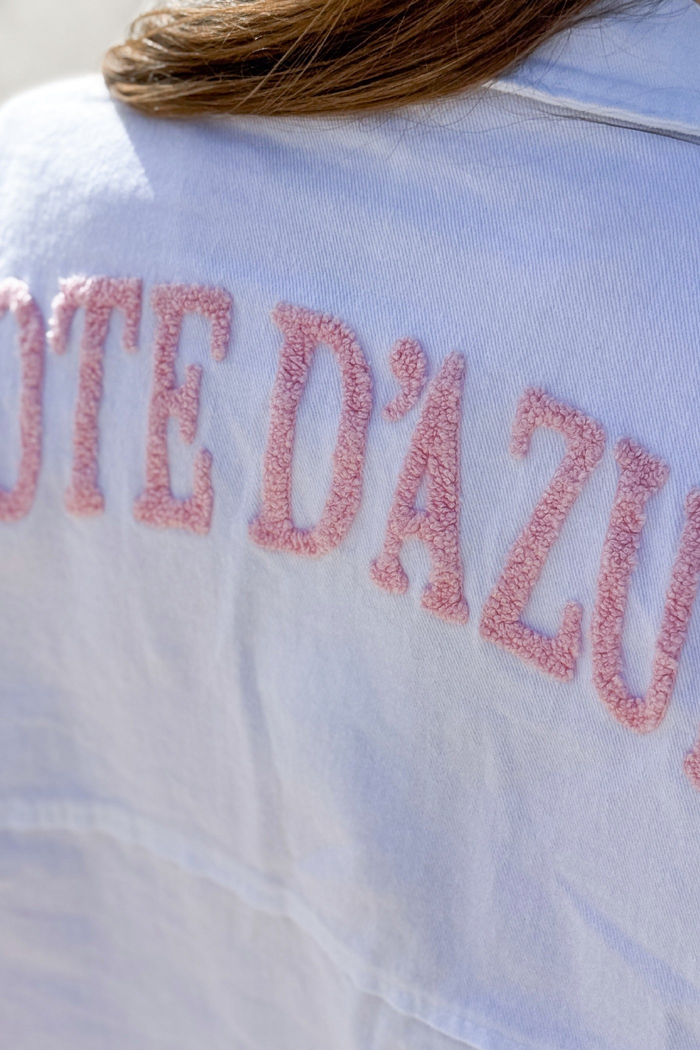 White Cote D’Azur Cropped Denim Jacket
