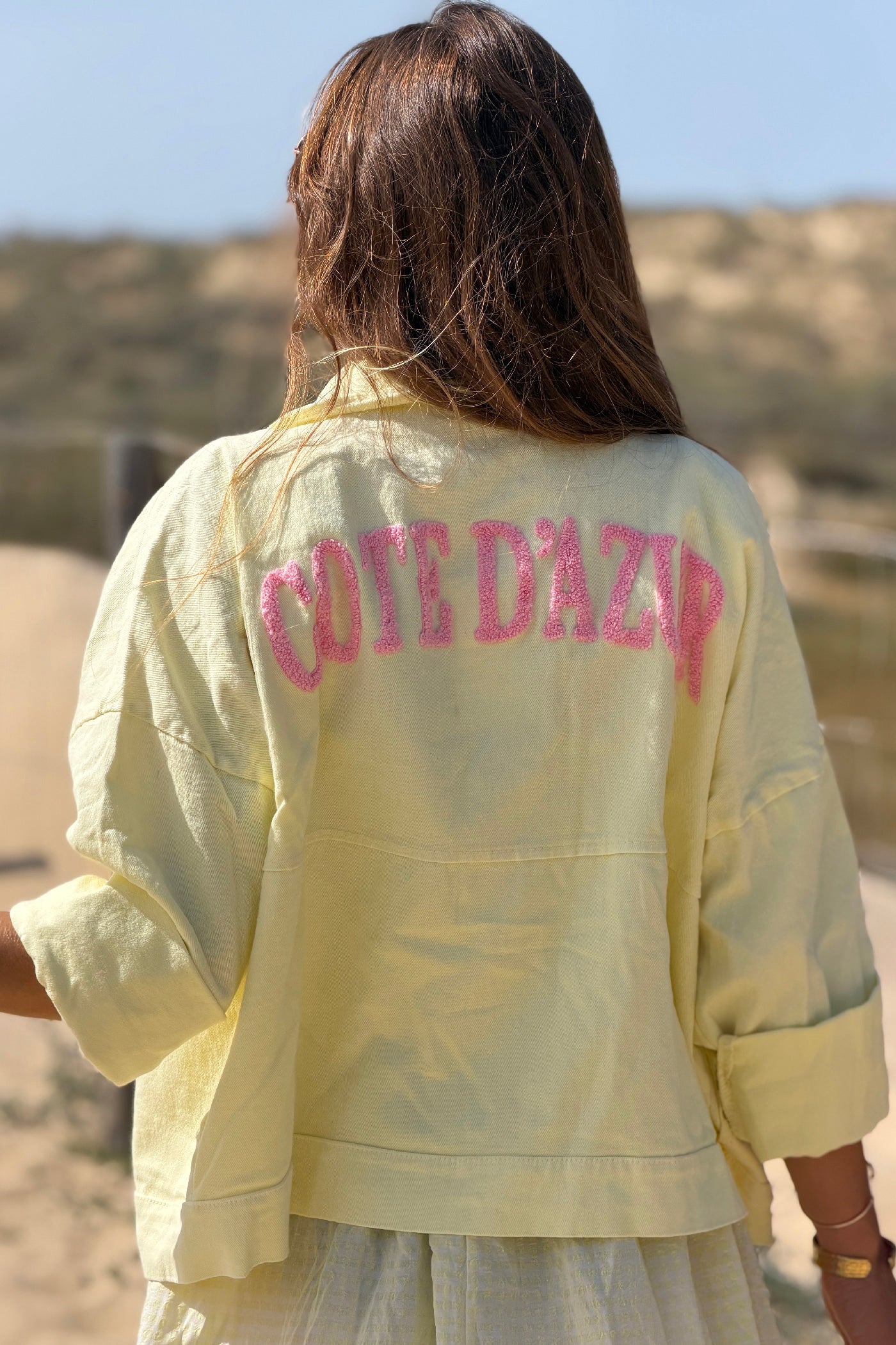 Butter Yellow Cote D’Azur Cropped Denim Jacket
