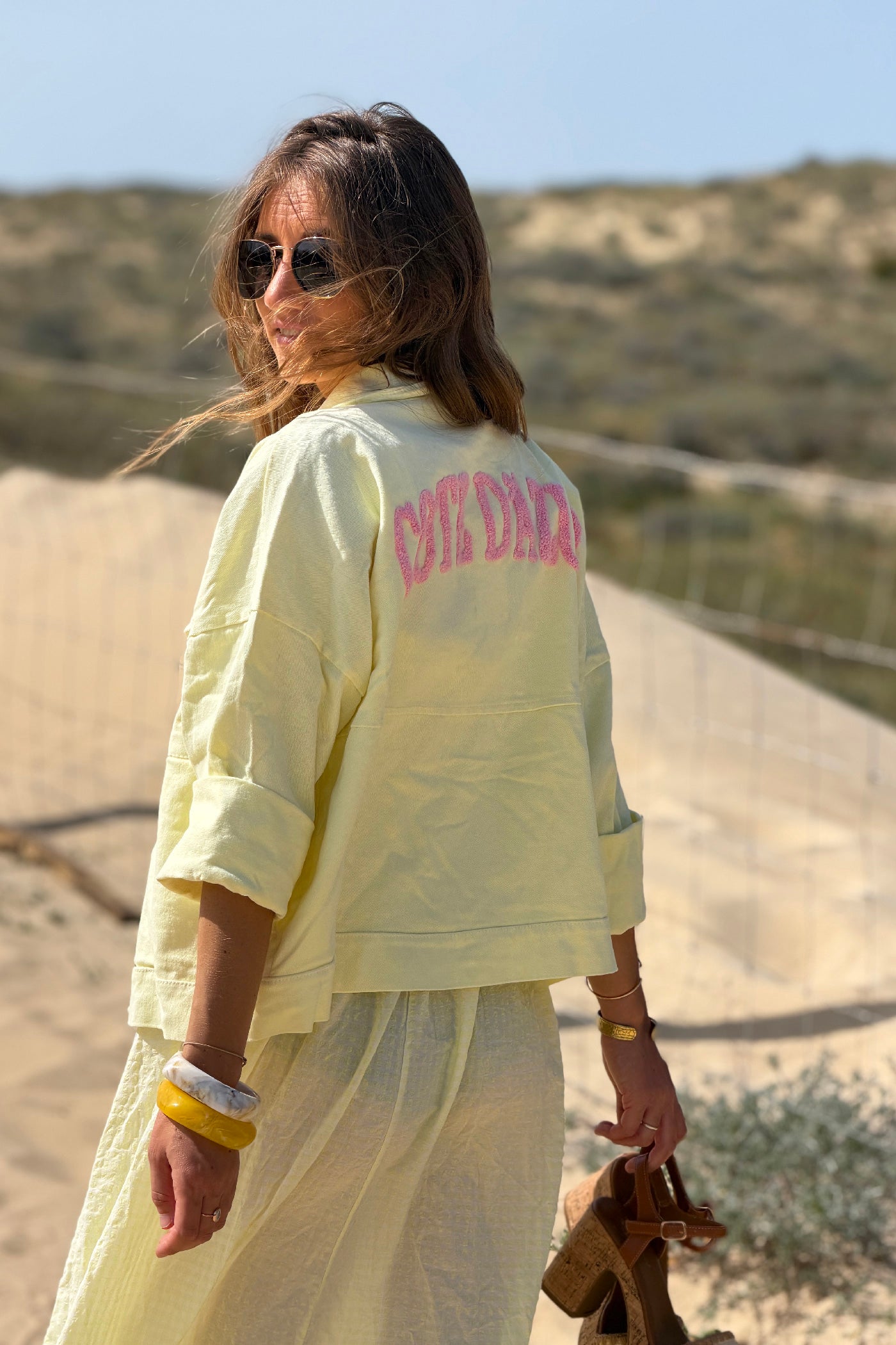Butter Yellow Cote D’Azur Cropped Denim Jacket
