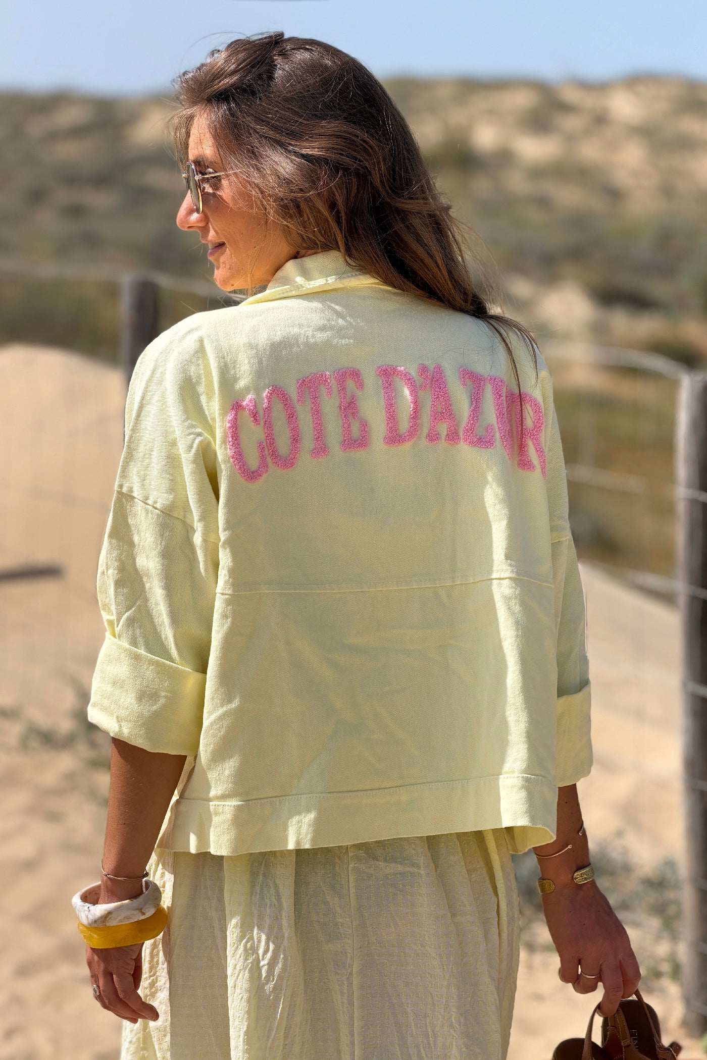 Butter Yellow Cote D’Azur Cropped Denim Jacket
