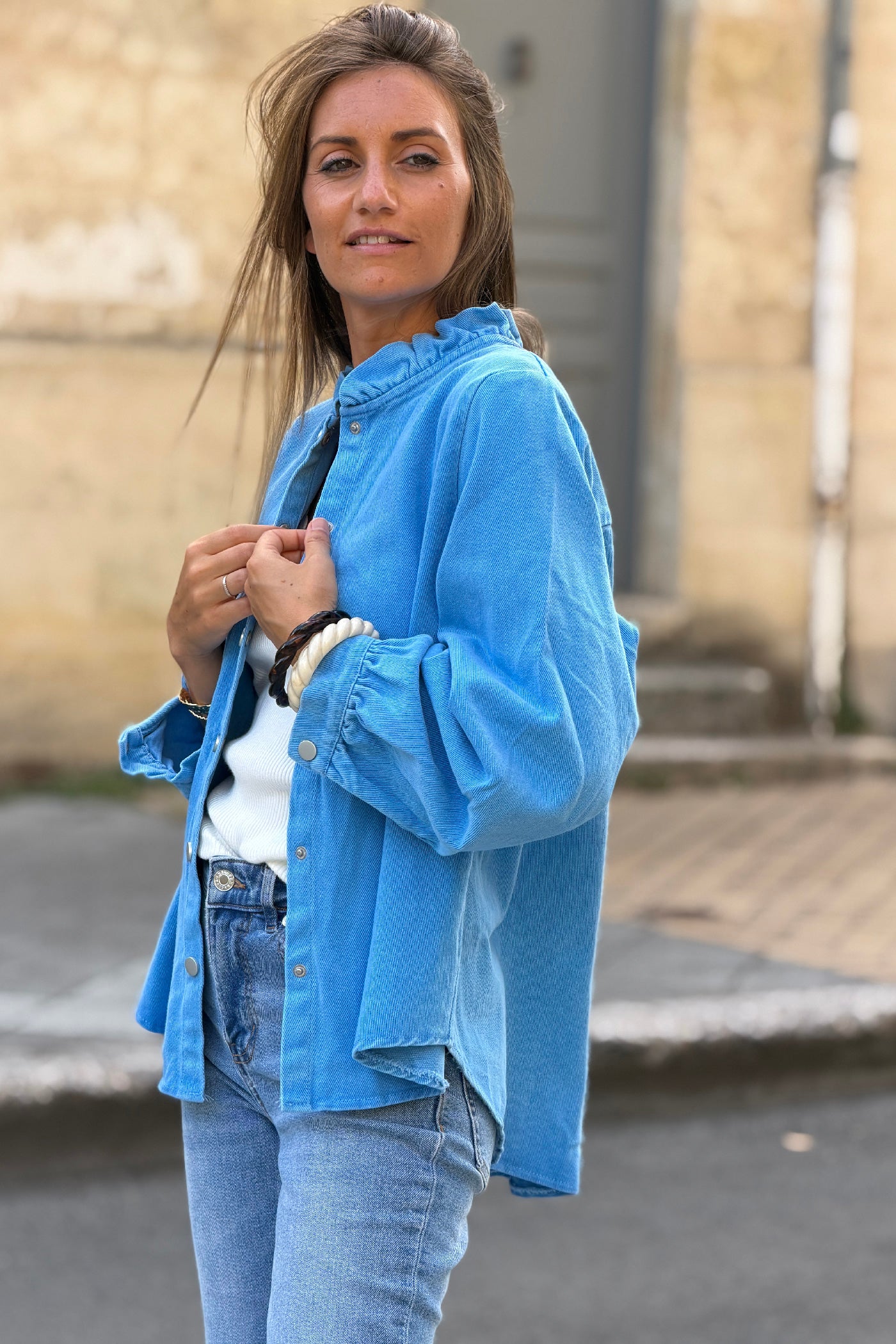 Blue Snap Close Denim Shirt - Horizons Lointains