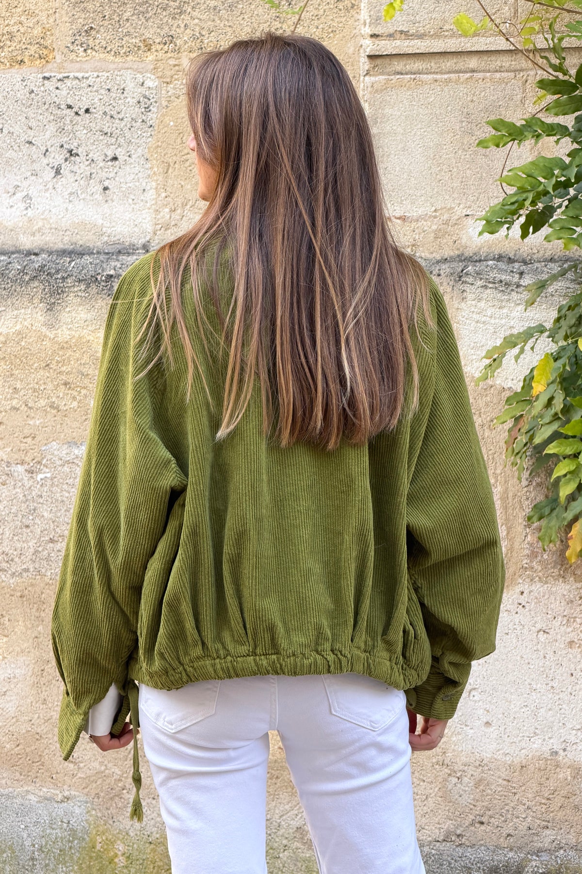 Green Moss Corduroy Varsity Jacket