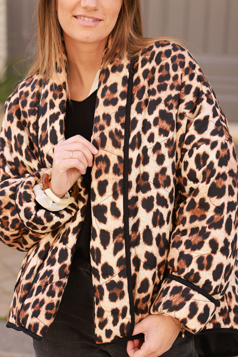 Leopard Print Quilted Jacket