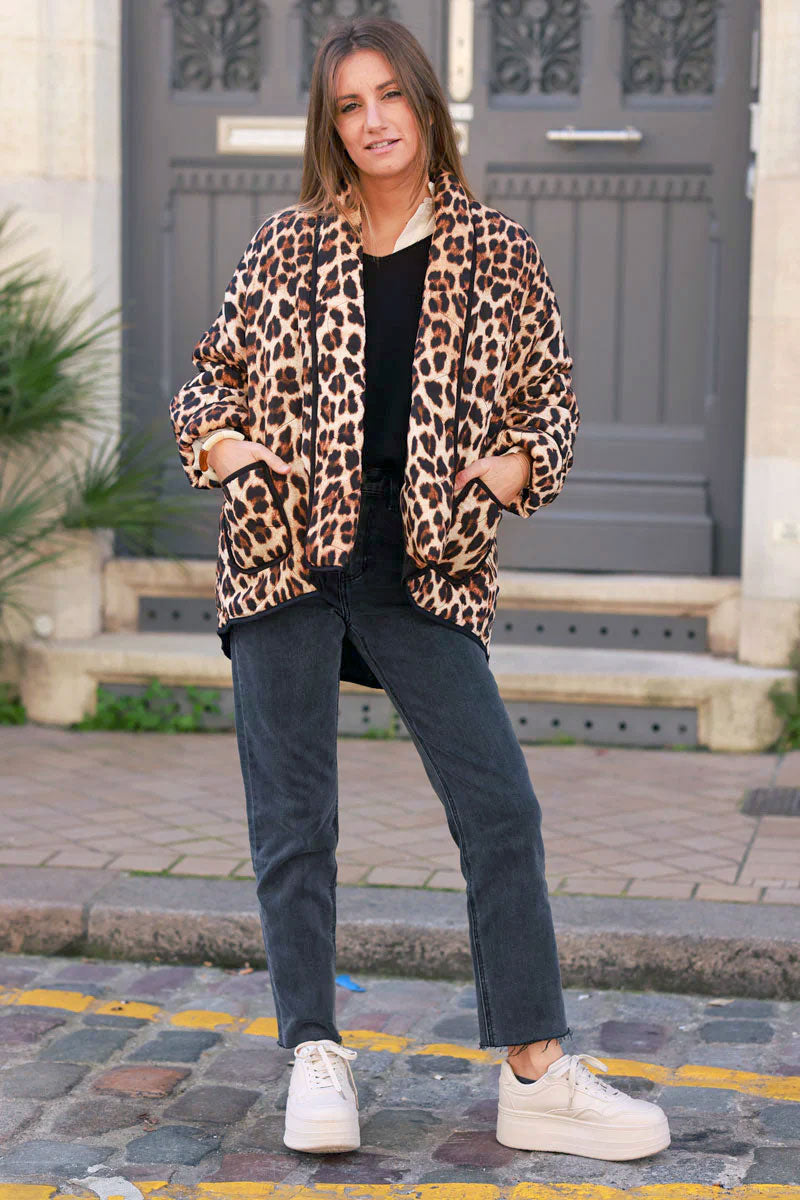 Leopard Print Quilted Jacket