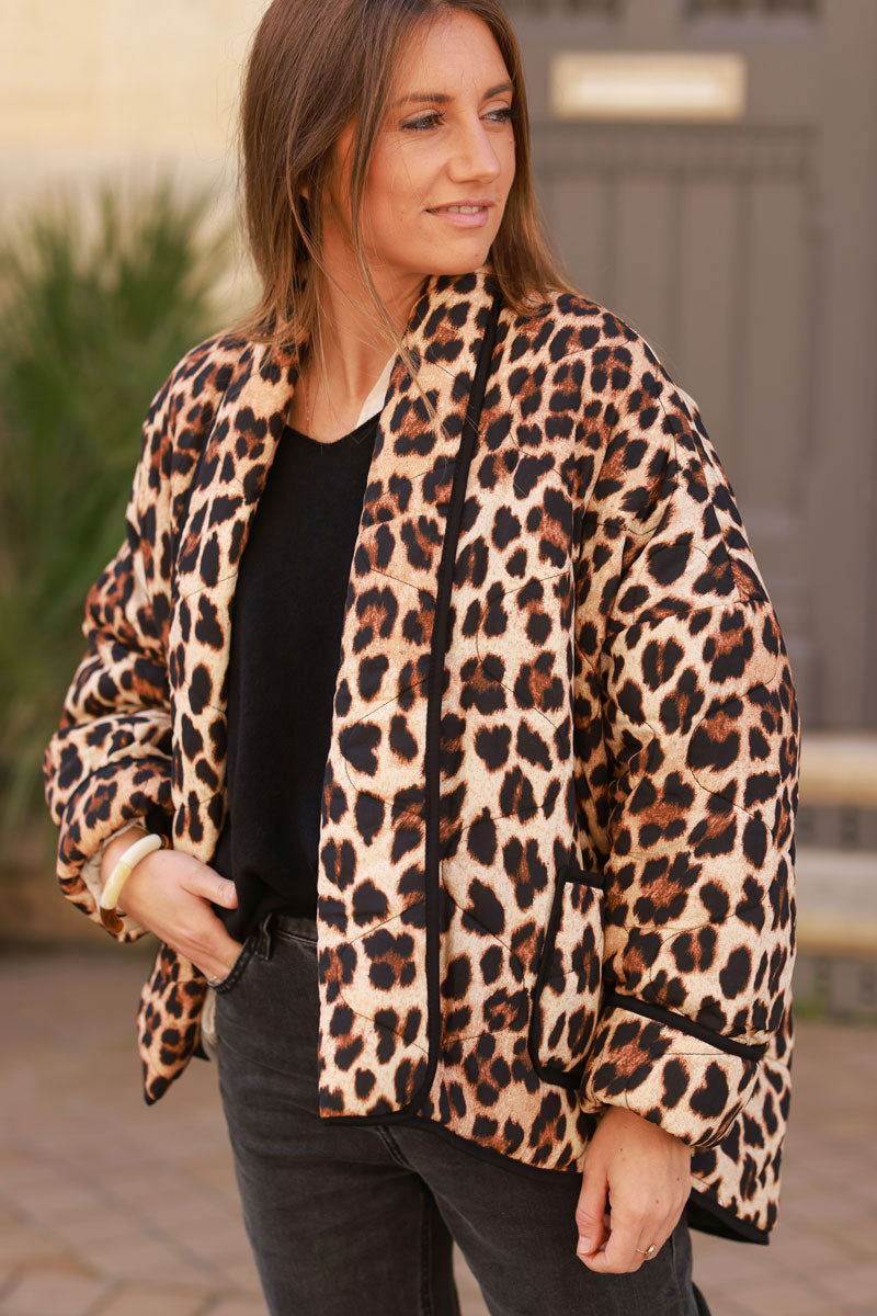 Leopard Print Quilted Jacket