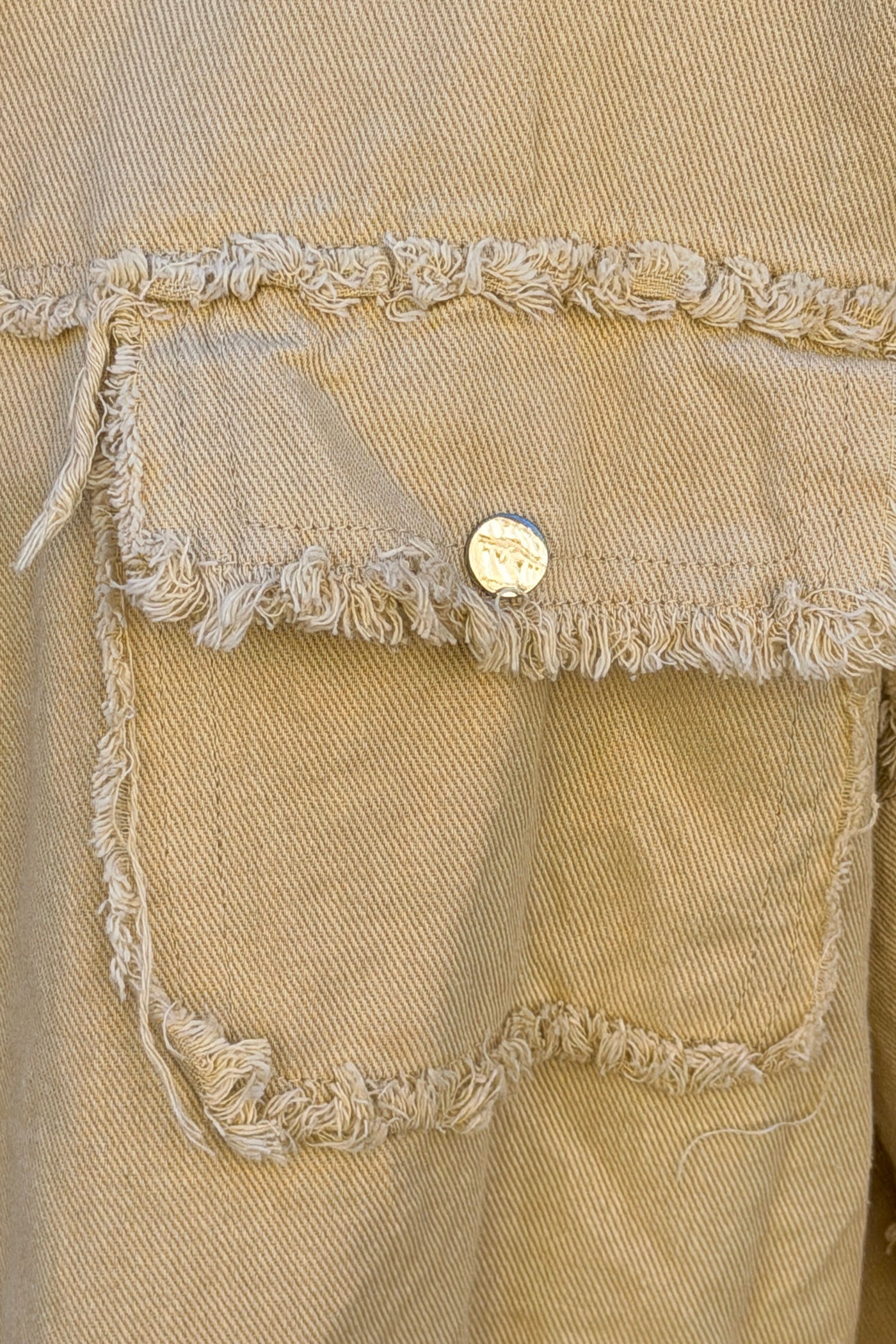 Beige denim oversized jacket 'ROCK AND ROLL' in Orange with raw seams