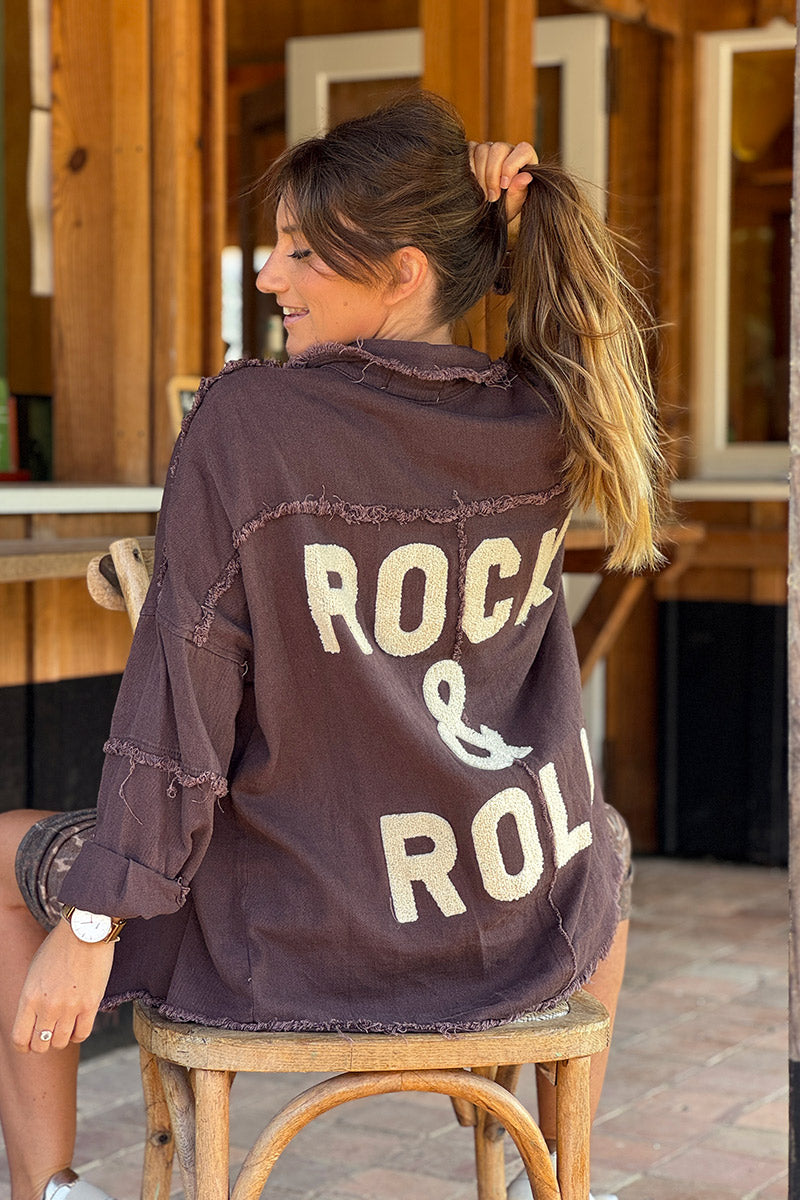 Brown “Rock & Roll” Denim Jacket