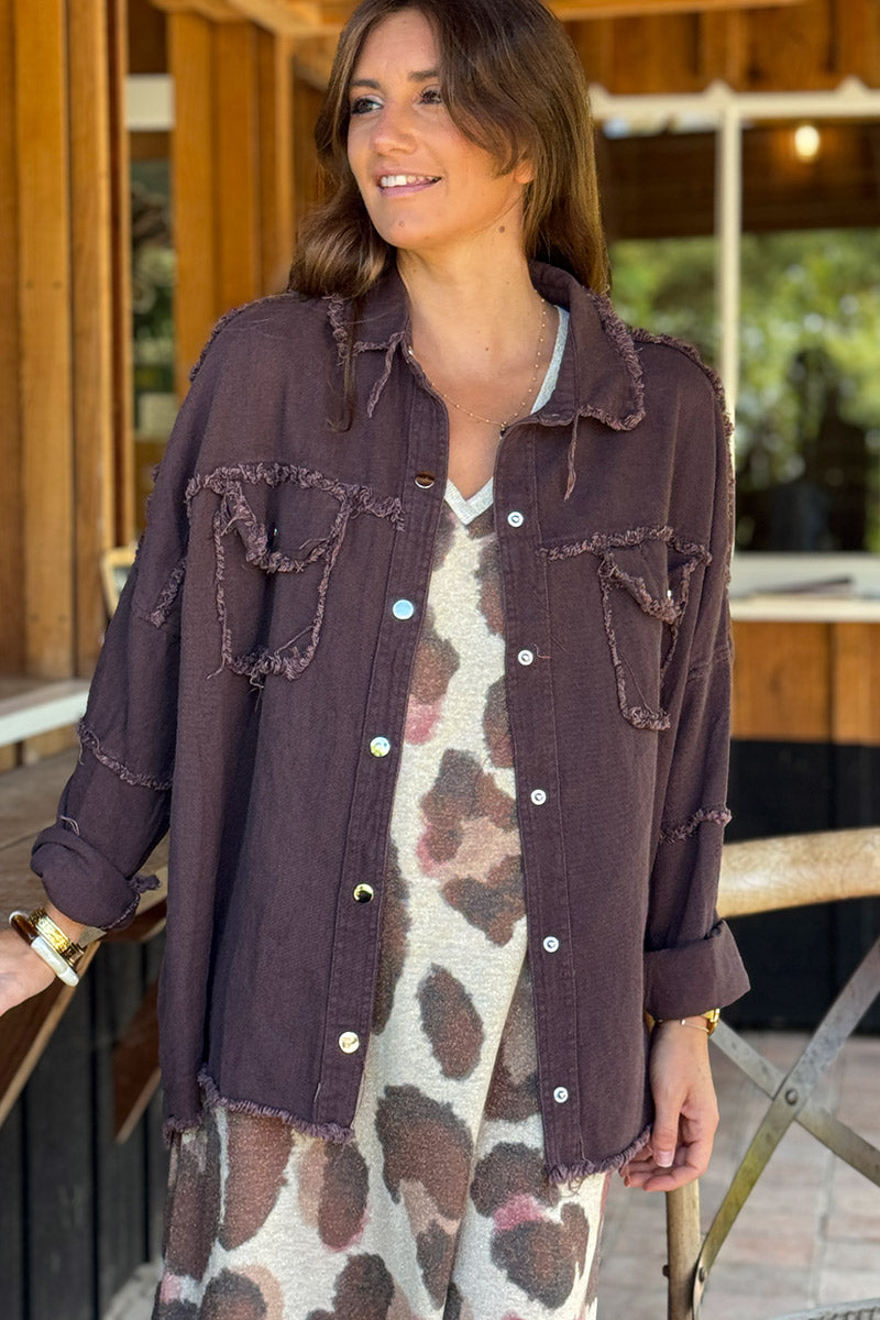Brown “Rock & Roll” Denim Jacket