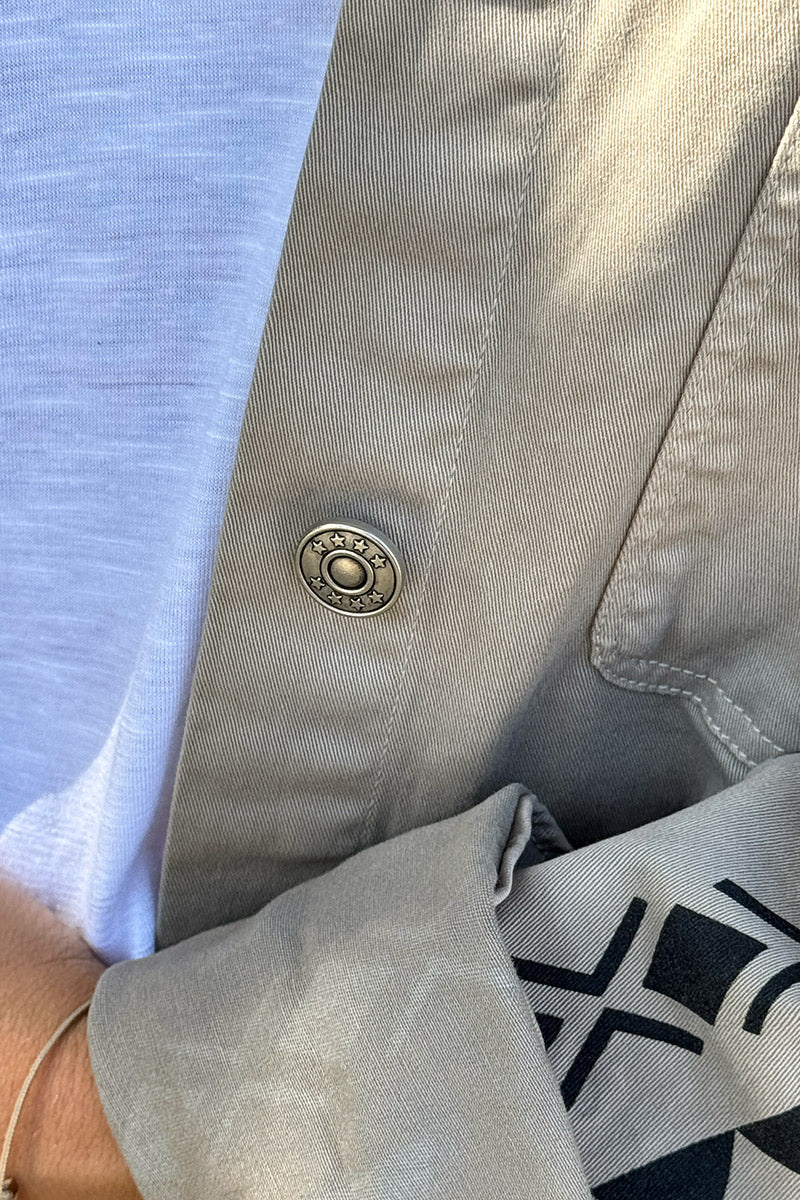 Beige Southwest Denim Shirt Jacket