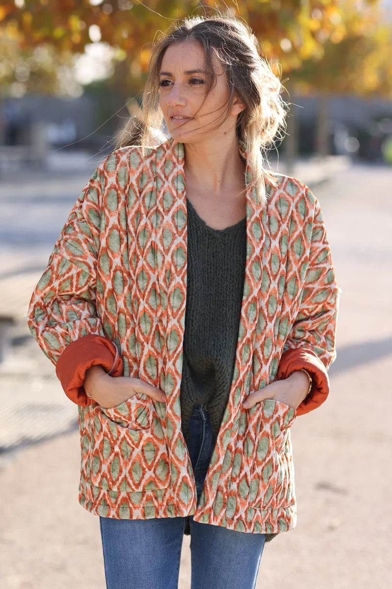 Green velvet 2025 quilted jacket