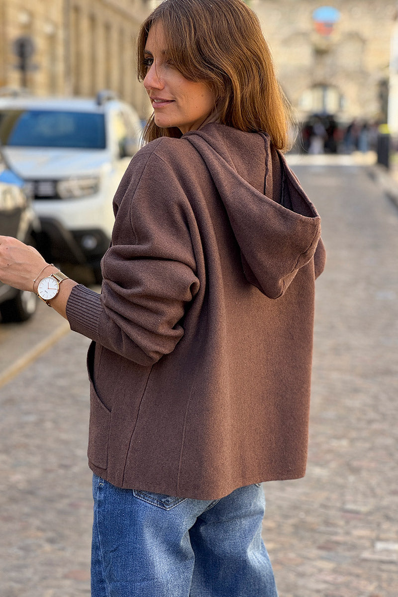 Chocolate Casual Sweater Zip-Up Hoodie