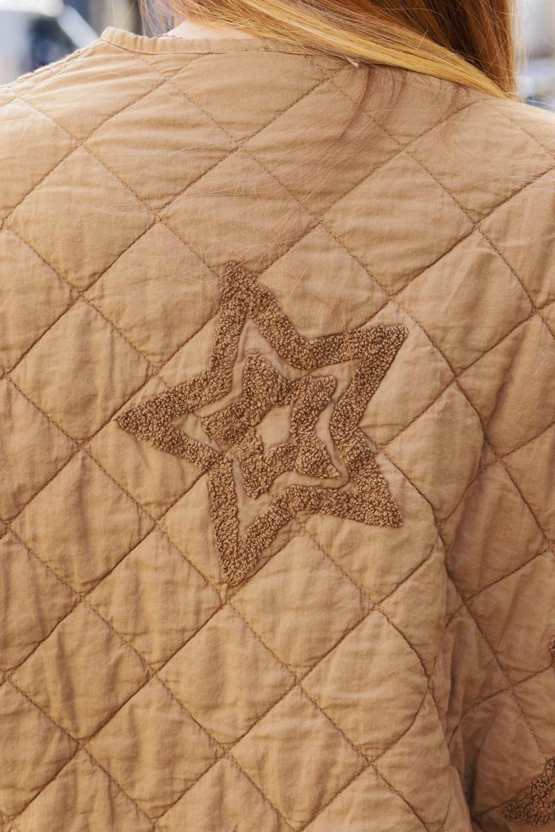 Camel Starry Eyed Quilted Utility Jacket