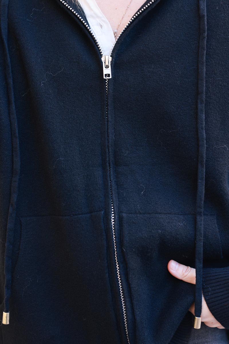 Black Classic Knit Hoodie