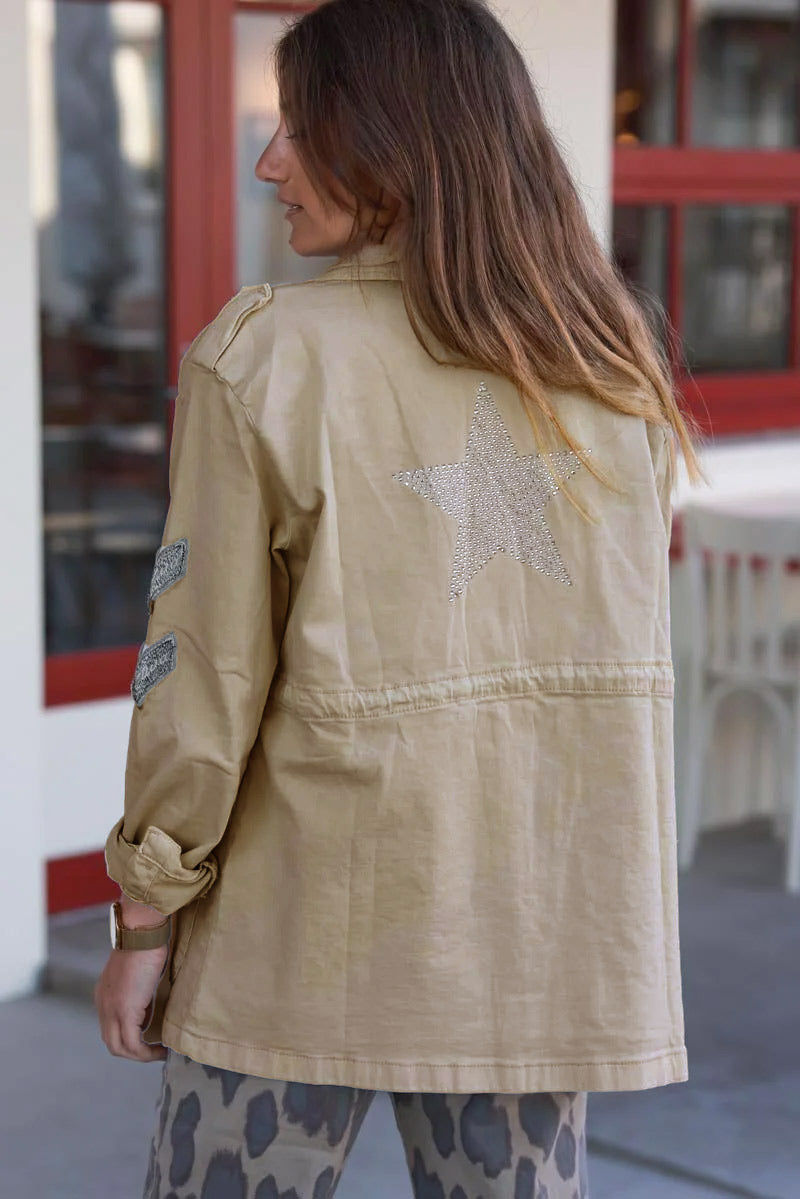 Light Stone Twill Utility Patch Jacket