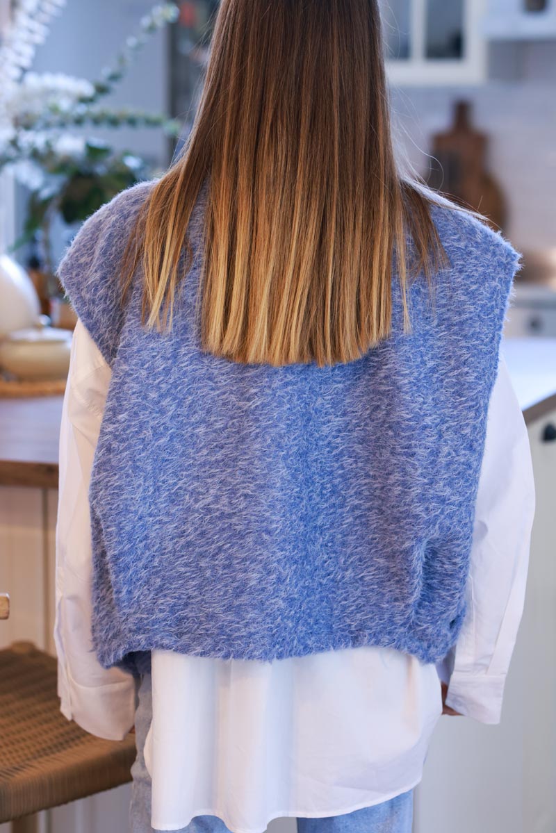 Blue Texture Knit Vest