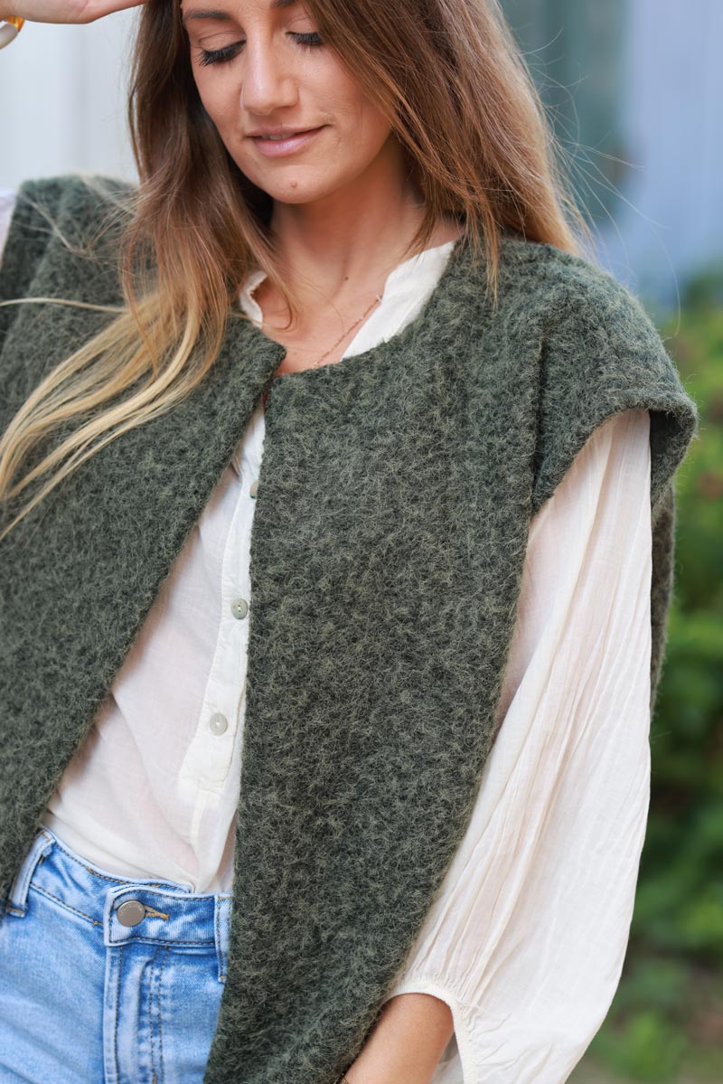 Olive Texture Knit Gilet