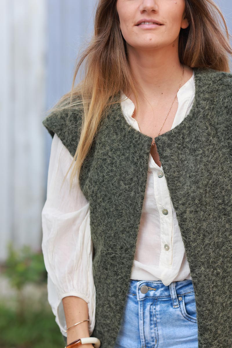 Olive Texture Knit Gilet