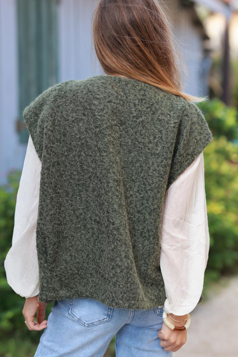 Olive Texture Knit Gilet