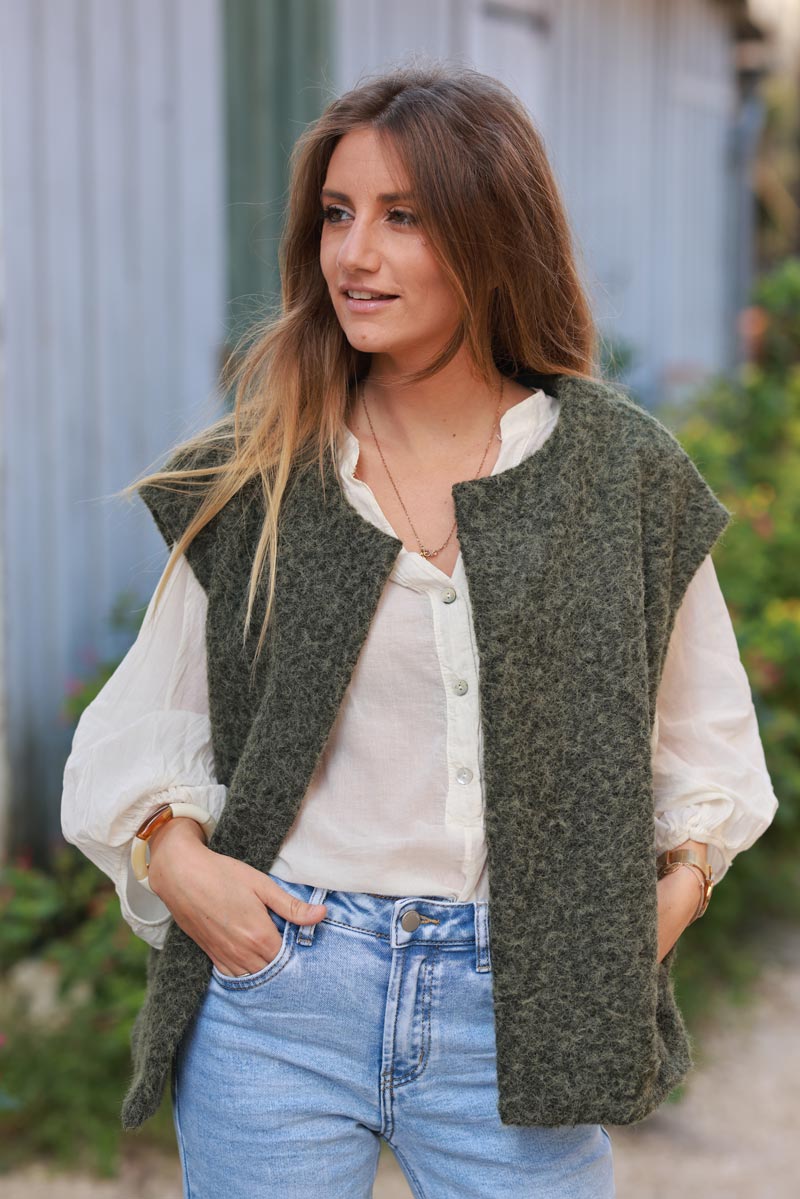 Olive Texture Knit Vest