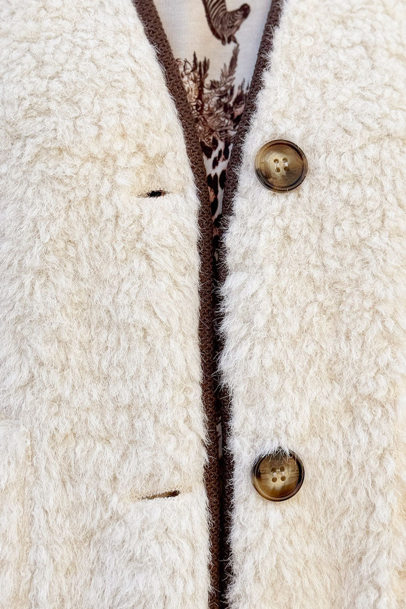 Brown Trim Sherpa Vest