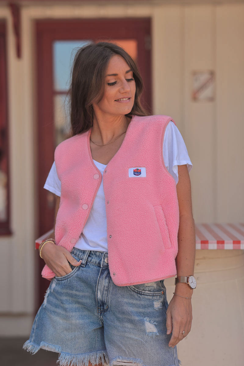 Bubblegum Pink Fleece Vest