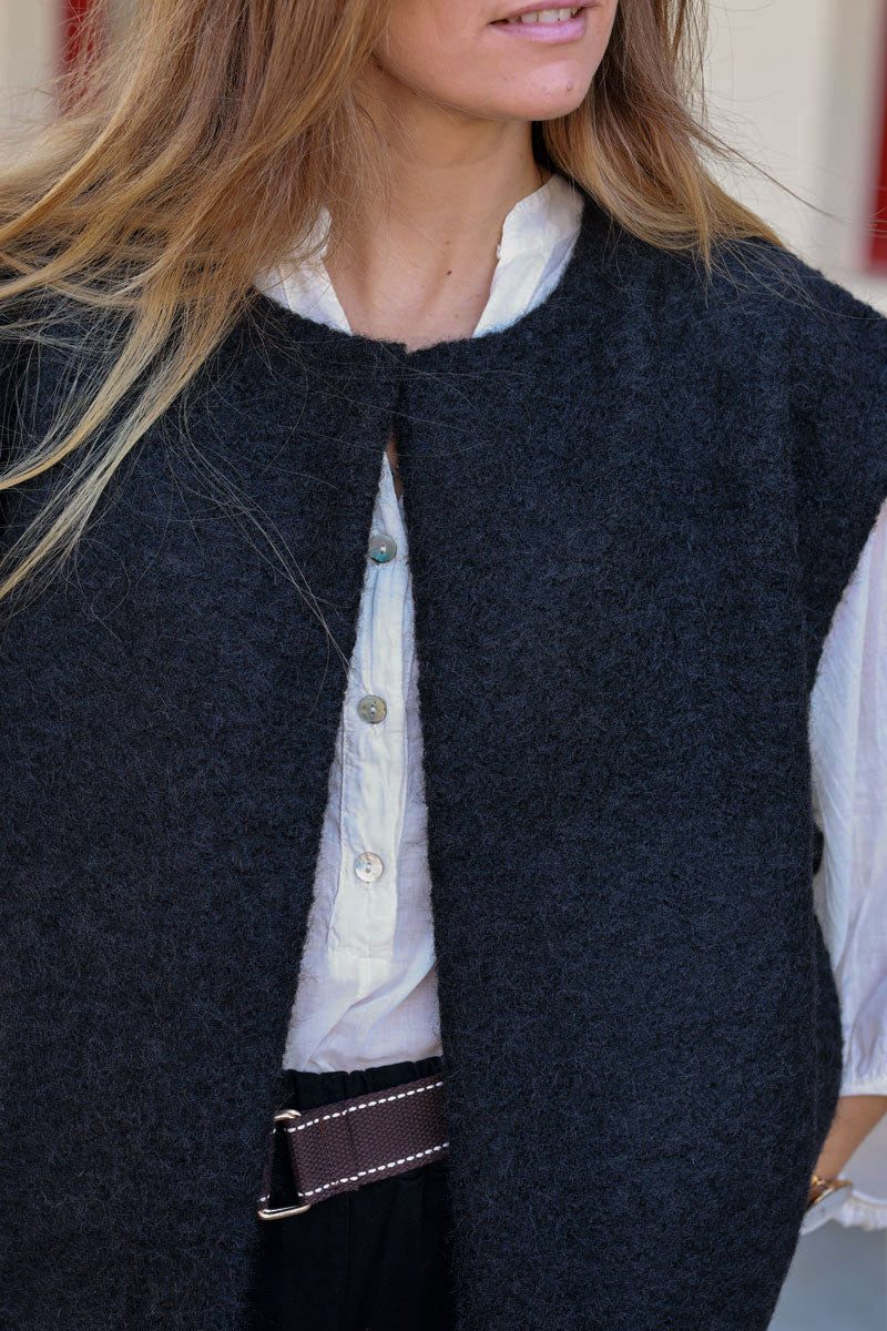 Black Texture Knit Vest