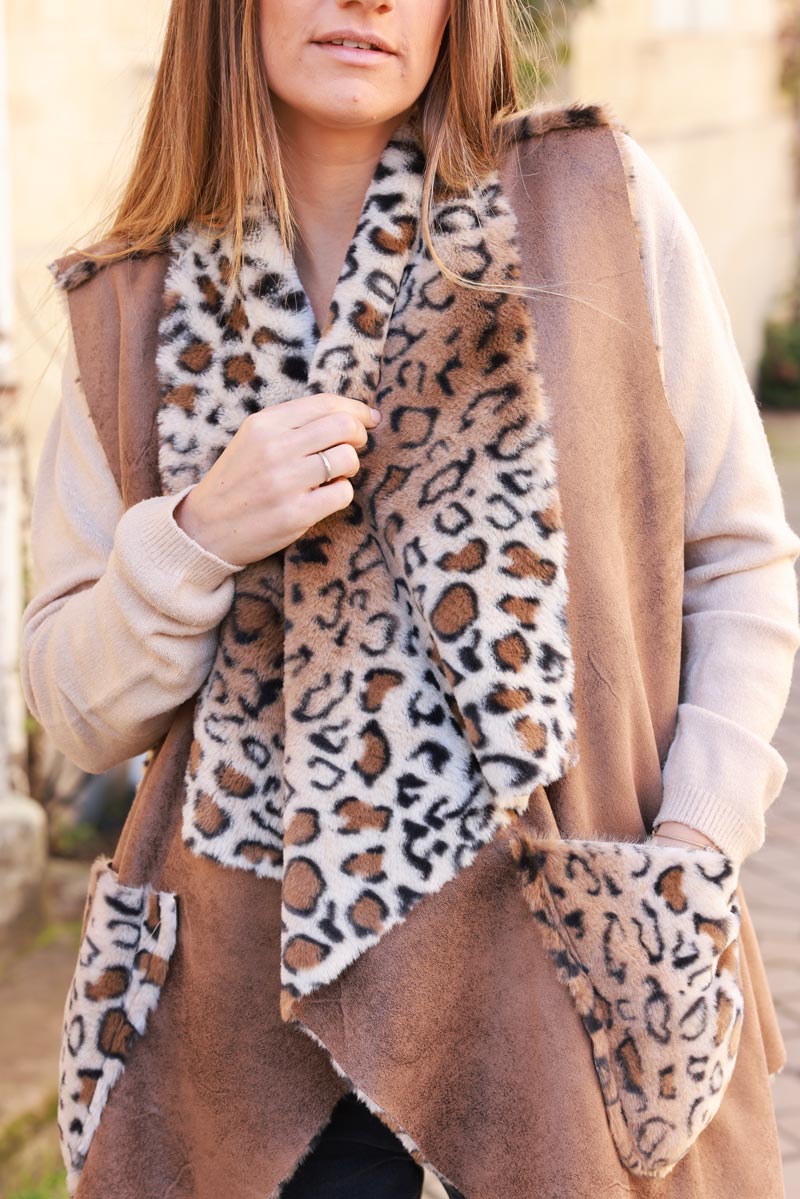 Leopard Print Reversible Handkerchief Vest