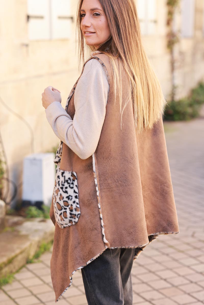 Leopard Print Reversible Handkerchief Vest