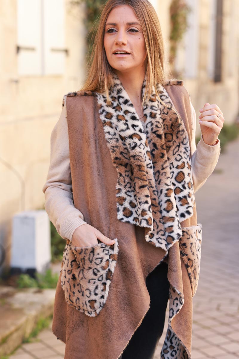 Leopard Print Reversible Handkerchief Vest