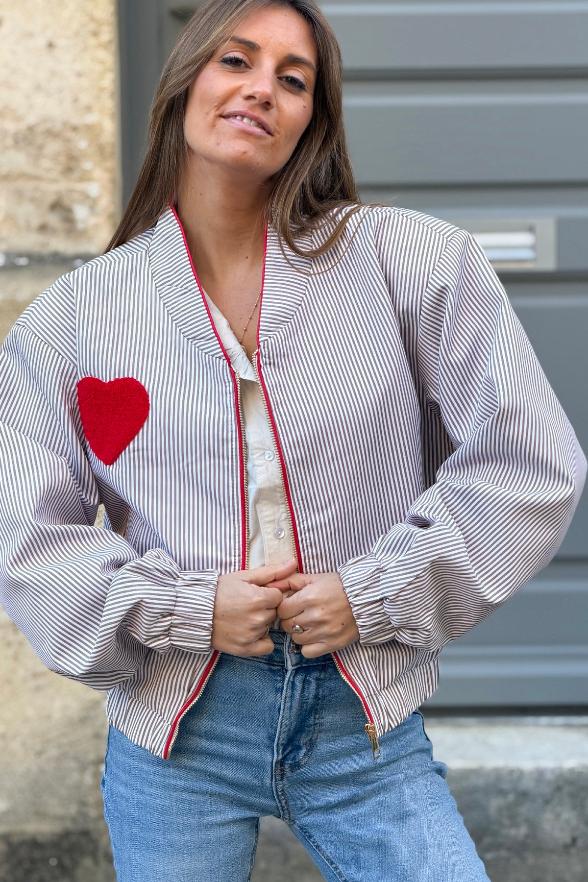 Taupe Pinstripe Heartbreaker Jacket