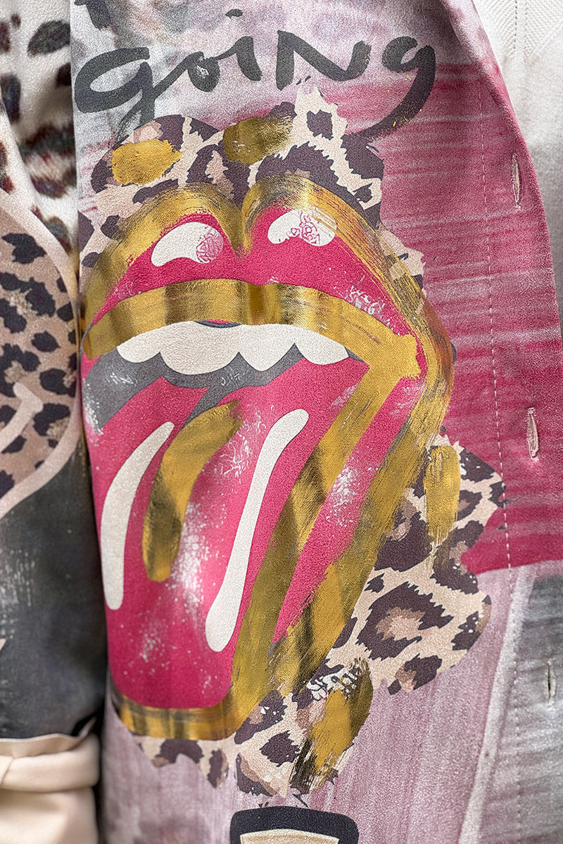 Leopard Print Graffiti Shirt Jacket