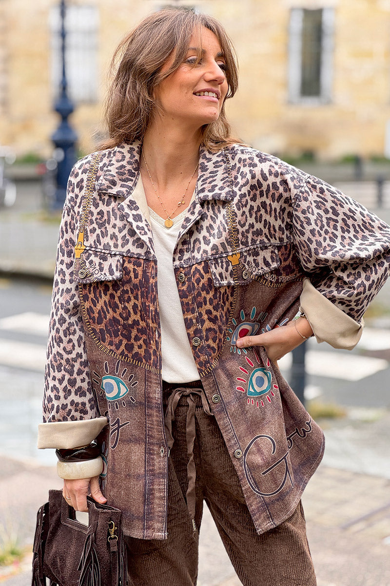 Leopard Print All-Seeing Eye Shirt Jacket